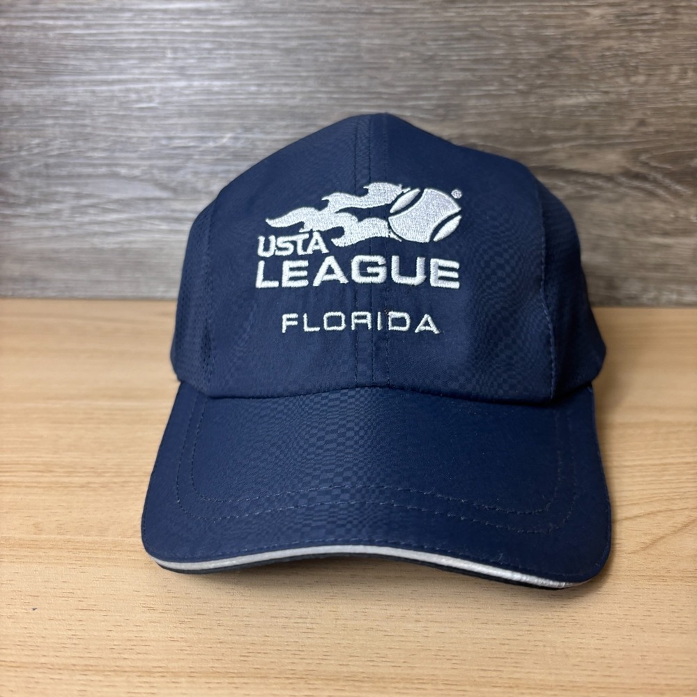 USTA League Hat Cap Strap Back Blue Tennis Florida Lightweight Adjustable